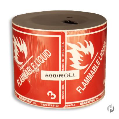 Flammable Liquid 3 FL3 Paper Shipping Labels2C 5002FRoll Product P120104 2 v18